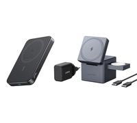 Anker MagGo Caricatore Wireless iPhone Cube (3 in 1, MagSafe, 15W) & Anker MagGo Power Bank (10000 mAh, Qi2, 15 W, Ultra Sottile)