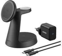 Anker MagGo Caricatore Wireless iPhone Magnetico 15W (Dock Stand), Caricatore Compatibile con MagSafe 3 in 1 Certificato Qi2, per iPhone 17/16/15, Apple Watch, AirPods Pro e altro (Adattatore Incluso)