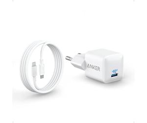 Anker Nano 511 Caricabatterie iPhone, 20W, PIQ 3.0 durevole compatto e rapido, per iPhone 16/15/iPad Pro (+ 1 Cavo USB C su USB C da 180 cm)