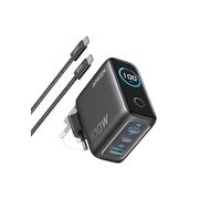 Anker Nano Caricatore USB C 100W, GaN a 3 Porte e Ultra Compatto, Display Intelligente e Controllo Touch, per iPhone 17 Pro/16/15, Samsung S25 Ultra, MacBook Air/Pro, e Altri (USB C Cavo Iincluso)