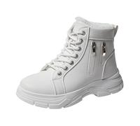 Anker Stivali da donna 2026 Moda Inverno Caviglia Pizzo Piattaforma Caldo Pile Foderato Casual Stivaletti Confortevole, bianco, 39 EU