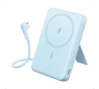 Anker Zolo Power Bank Magsafe 10000mAh, Caricabatterie Portatile, con Ricarica Rapida da 30W Max, con Cavo USB C Integrato e Supporto Regolabile, per iPhone 17 Pro Max/Serie 16-12, AirPods e Altro