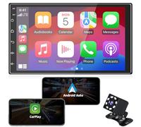 ANKEWAY Nuovo 7 Pollici [2G+32G] Android Autoradio 2 DIN con CarPlay+Android Auto+WiFi+Bluetooth+RDS/FM+GPS Nav+Backup Cam+Doppia USB+Mic, 1080P HD Touch Screen Sistema Multimediale per Auto