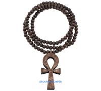 Ankh Egiziano Croce Potenza Della Vita Ciondolo Collana 88.9cm Lungo Perline