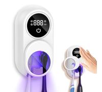 Ankilo Portaspazzolino con luce UV e asciugacapelli, rilevamento automatico della rotazione, schermo LED, supporto da parete per spazzolino elettrico, per 2 fessure per spazzolino elettrico