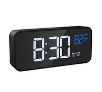 Ankilo Sveglia digitale, orologio digitale, orologio da tavolo con doppio allarme, controllo del suono, funzione snooze, temperatura, volume e luminosità regolabili, per camera da letto, bambini,
