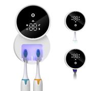 Ankilo Upgraded UV Toothbrush Sanitizer Wall Mounted, Razor Electric Toothbrush Holder for Bathroom, LED Smart Screen, with Auto-Inductive Cover, Cleaning and 60-Degree Drying, for Home, Travel
