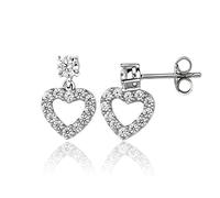 Ankra 1VNAKRJ-ER0017 - Orecchini da donna a forma di cuore in argento sterling 925 rodiato, larghezza 15 mm, Eine Größe, Argento sterling, Nessuna pietra preziosa