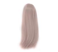 ANKROYU 1/4 bambola parrucca con giuntura bambola lunga parrucca dritta dritta morbida a temperatura ad alta temperatura parrucca di stile fai -da -te per di raccolta da 7 a 8 pol (Rosa grigio