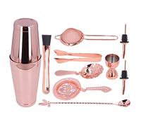 ANKROYU 11PCS Professional Cocktail Shaker Set Stainless Steel Bartender Kit with Mixing Tools Bar Accessories for Home Parties and Hotels (Oro rosa)