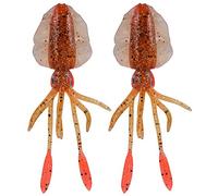 ANKROYU 2 pezzi esche di calamari 33 g, esca in plastica morbida con tentacoli pulsanti, esche per la pesca in acqua salata per trevally Kingfish Boat pesca di mare (Rosso)