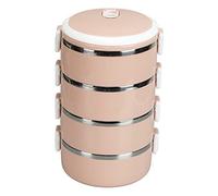 ANKROYU 304 Stainless Steel Lunch Box Portable Thermal Food Container with Lockable Lid Ventilation System Ergonomic Handle for Adults Kids School Office Picnic Round Design (4 strati)