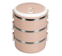 ANKROYU 304 Stainless Steel Lunch Box Portable Thermal Food Container with Lockable Lid Ventilation System Ergonomic Handle for Adults Kids School Office Picnic Round Design (3 livelli)