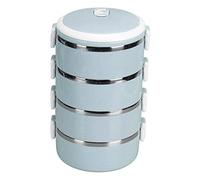 ANKROYU 304 Stainless Steel Lunch Box Portable Thermal Food Container with Lockable Lid Ventilation System Ergonomic Handle for Adults Kids School Office Picnic Round Design (4 strati)