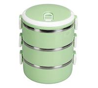 ANKROYU 304 Stainless Steel Lunch Box Portable Thermal Food Container with Lockable Lid Ventilation System Ergonomic Handle for Adults Kids School Office Picnic Round Design (3 livelli)
