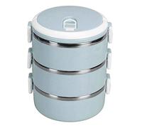 ANKROYU 304 Stainless Steel Lunch Box Portable Thermal Food Container with Lockable Lid Ventilation System Ergonomic Handle for Adults Kids School Office Picnic Round Design (3 livelli)