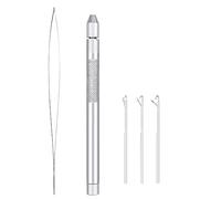 ANKROYU 5pcs Ago Ad Anello Per L'estensione dei Capelli ， Strumento Per Perline con Gancio Per Tirare Il Filo, Extension Per Capelli Parrucca in Pizzo Creazione di Strumenti E Ganci Ad Anello (3 Aghi)