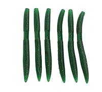 ANKROYU 6 esche da pesca in PVC con noodle, esche per vermi e lombrichi con elementi riflettenti, esche morbide resistenti ai morsi per persici in acqua salata, tecnica di affondam (Verde scuro)