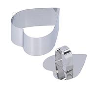ANKROYU Anello mousse in acciaio inossidabile anelli da dessert tallone take per cottura insalate di dolci e mousse che rendono l'argento di altezza da 4 cm di alta qualità resiste (A forma di cuore)