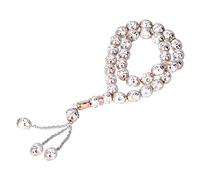 ANKROYU Beads Rosary 33 Grains Exquisite Flower Patterns Religious Article Worship Prayer Supplies Elegant Design Durable Resin Material Gift for Family Friends (Bianco)
