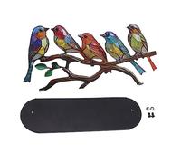ANKROYU Birds On Branch Desktop Ornaments Iron Double Painted Bird Colorful Birds Ornament Tablet for Indoor Decoration (5 Birds)