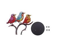 ANKROYU Birds On Branch Desktop Ornaments Iron Double Painted Bird Colorful Birds Ornament Tablet for Indoor Decoration (3 Birds (Same Direction))