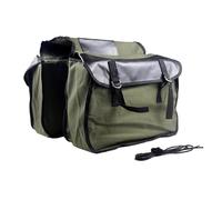 ANKROYU Borsa laterale per bici Borsa portapacchi posteriore in tela di grande capacità per ciclismo, pendolarismo, viaggio, guida in moto, stoccaggio durevole, nero verde cammello, 15,4 (Verde)