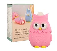 ANKROYU Borsa Per Acqua Calda 400 Ml, Scaldamani in Silicone a Forma di Cartone Animato Riempito D'acqua, Scaldamani Portatile a Forma di Gufo, Utilizzabile nel Microonde(Rosa)