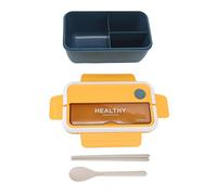ANKROYU Box Lunch Container Japanese Style 1400ml Leak Proof Microwave Safe With Divider And Conceal Handle For Students Office Workers Plastic Portable Lunch Organizer (Giallo blu)