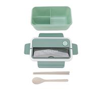 ANKROYU Box Lunch Container Japanese Style 1400ml Leak Proof Microwave Safe With Divider And Conceal Handle For Students Office Workers Plastic Portable Lunch Organizer (Verde nordico)