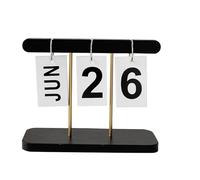 ANKROYU Calendario della scrivania a fritta in legno in piedi perpetuo calendario riutilizzabile flip giornaliero calendario da scrivania moderno per la scrivania per la scrivania (Nero)