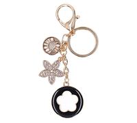 ANKROYU Car Keychain Fashionable Five Leaf Clover Keychain Exquisite Zinc Alloy Key Chain for Women Men Bag Pendant Gift Holiday Party Date Night (Nera)