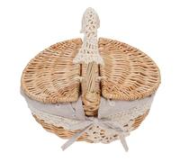 ANKROYU Cesto picnic di vimini cesto picnic vuoto con fodera lino rimovibile per campeggio esterno per la madre materiale di vimini 25.5x18x25cm (Margherita)