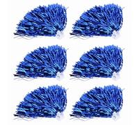 ANKROYU Cheerleader Pom Poms 6 Pack Colori vibranti Accessori per la danza di allegria resistente di alta qualità per eventi sportivi Performance di squadra Golden Silver Blue Gree (Blu)