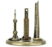 ANKROYU Collezione di grattacieli di Shanghai Modello Oriental Pearl Tower Jinmao Tower Centro finanziario Souvenir Architettura in metallo elettrolitico in miniatura per esposizio (Bronzo-grande)