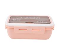 ANKROYU Compartment Lunch Box Thermal Box 2 Compartments Leak Proof 1100ml Capacity with Spoon Chopsticks for Office School Adults Plastic Silicone Material (Roseo)