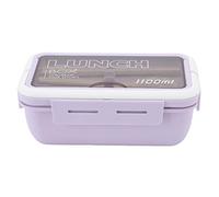 ANKROYU Compartment Lunch Box Thermal Box 2 Compartments Leak Proof 1100ml Capacity with Spoon Chopsticks for Office School Adults Plastic Silicone Material (Viola)