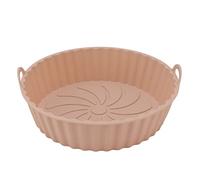 ANKROYU Confezione da 2 cestelli per friggitrice in silicone, rotondi, antiaderenti, riutilizzabili, con manici, per una cottura uniforme nel forno a microonde, da 6 pollici (Corpo dritto rosa)