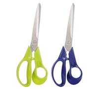 ANKROYU Confezione da 2 forbici multiuso in acciaio inossidabile resistenti, cesoie professionali da sarto per cucito, ufficio, cucina, lavorazione, blu verde, lama da 9,5 cm