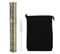ANKROYU Contenitore per tubi di stoccaggio in metallo Organizzatore da viaggio portatile in lega di zinco con design in rilievo per escursioni in campeggio all'aperto e uso domesti (Bronze)