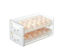 ANKROYU Contenitore per uova a doppio strato, in plastica, impilabile, trasparente, per frigorifero, salvaspazio, igienico, sicuro, 30,5x17x15 cm