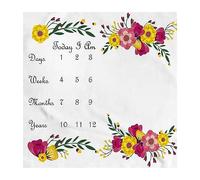 ANKROYU Coperta mensile con stampa floreale in morbido poliestere per sfondo fotografico per neonati, per oggetti di scena per la crescita del neonato, 99 x 99 cm