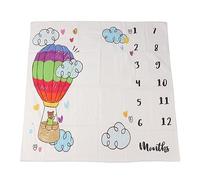 ANKROYU Coperta per traguardo mensile, morbido sfondo fotografico in poliestere con design a mongolfiera per il monitoraggio della crescita dei neonati e la fotografia, 100x100 cm