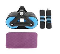 ANKROYU Core Trainer automatico con ritorno elastico con ruota a rulli addominali con design a doppia ruota, impugnatura ergonomica e ginocchiera per allenamento a casa. Costruzion (Blu)