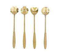 ANKROYU Cucchiaio di caffè in acciaio inossidabile set di fiore a forma di fiore a forma di miscelazione a forma di cucchiaio deserto cucchiaio da tè ghiaccio 4 pezzi di alta quali (Oro)