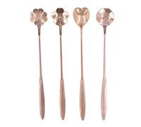 ANKROYU Cucchiaio di caffè in acciaio inossidabile set di fiore a forma di fiore a forma di miscelazione a forma di cucchiaio deserto cucchiaio da tè ghiaccio 4 pezzi di alta quali (Oro rosa)