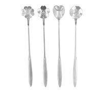 ANKROYU Cucchiaio di caffè in acciaio inossidabile set di fiore a forma di fiore a forma di miscelazione a forma di cucchiaio deserto cucchiaio da tè ghiaccio 4 pezzi di alta quali (Argento)