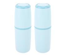 ANKROYU Custodia da viaggio per spazzolino da denti, portatile, igienica, resistente, porta spazzolino e dentifricio per viaggi di lavoro, in plastica, confezione da 2 da 8,25 once (Azzurro chiaro)