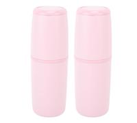 ANKROYU Custodia da viaggio per spazzolino da denti, portatile, igienica, resistente, porta spazzolino e dentifricio per viaggi di lavoro, in plastica, confezione da 2 da 8,25 once (Rosa)