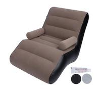 ANKROYU Divano letto gonfiabile portatile morbido floccaggio ergonomico a forma di S poltrona lounge gonfiabile per ufficio domestico campeggio materiale PVC 140 cm leggero pieghev (Caffè)